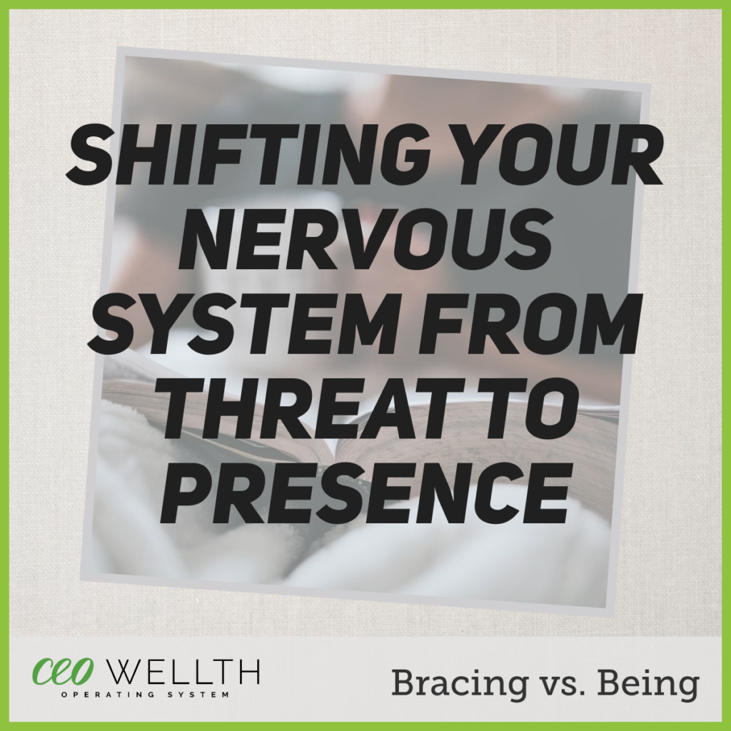 Physical representation of being versus bracing in business.