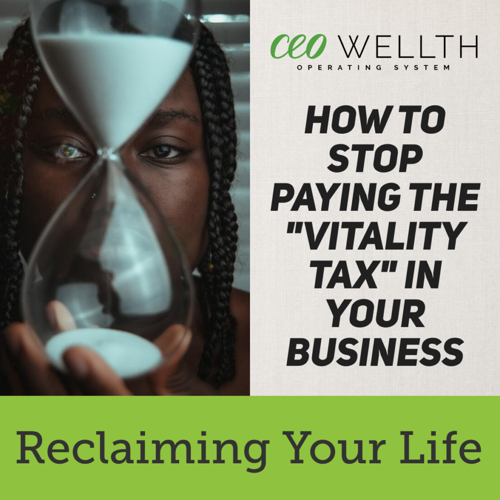 Concept of vitality tax and energy depletion in business leadership.